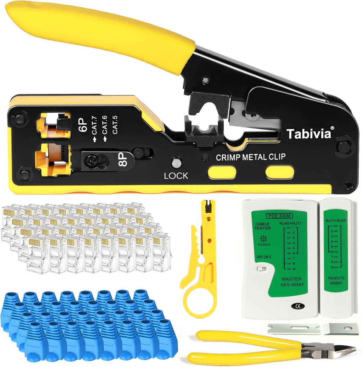 RJ45 Crimp Tool Kit Pass Through Ethernet Crimping Tool by Tabivia