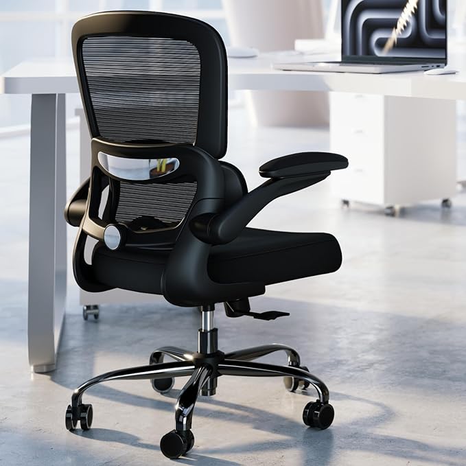 TRALT Ergonomic Office Chair Desk Chair with Adjustable Lumbar Support | Desk Chair Comfy with Flip-up Armrests Ergonomic Chair - Mesh Computer Chairs for Adults, 330lbs, Mesh (Black, 1) by TRALT
