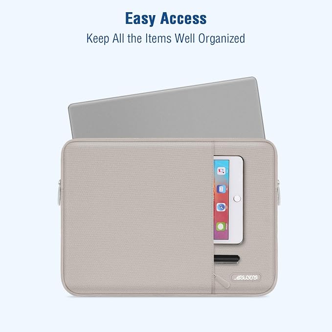 MOSISO Laptop Case 13.3 inch, 13-13.3 inch Laptop Sleeve Bag with Pocket | Compatible with MacBook Air/Pro 13/Pro 14 M5 M4 M3 M2 M1, HP Dell ASUS Lenovo, Polyester Vertical Computer Bag, Stone Gray - Image 2