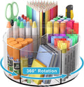 Rotating Markers Organizer for Kids, Acrylic Lazy Susan Organizers for Desks, 360 Degree Spinning Pencil Holders Pen Holders, Clear Arts and Crafts Organizer Storage, Art Supply Storage 6 Compartments by Wawocs