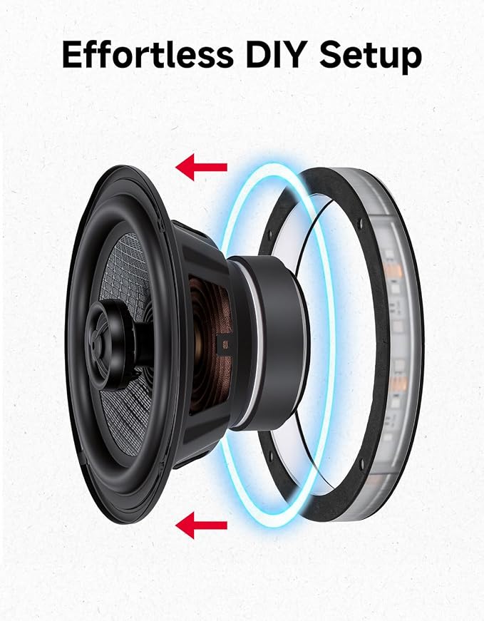 KEMIMOTO 6.5” RGB Car LED Speaker Rings Compatible with UTV SUV Marine RV | Speaker Ring Lights Music Sync Dreamcolor Interior Lighting for 6.5 inch Speakers (4 Pack) - Image 5