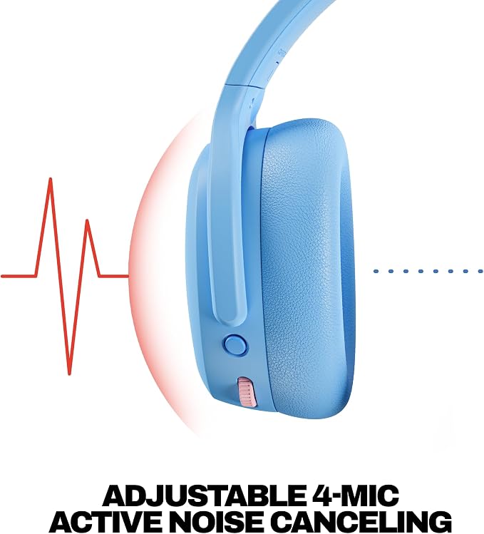 Skullcandy Crusher ANC 2 Noise Cancelling Wireless Headphones - Preppy Blue | Multi-Sensory Crusher Bass, Over-Ear Fit, Bluetooth, 60 Hours Battery, Working Out, Gym, Travel, Studying, Music, Gaming - Image 4