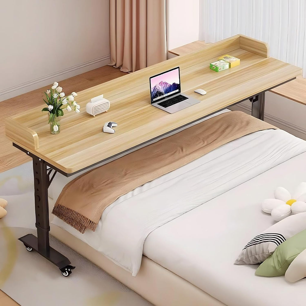 82.6" Overbed Table with Wheels for Queen Beds, Height Adjustable by Quvex