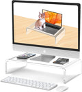 Acrylic Monitor Stand Riser Clear Laptop Stand Riser L14 xW7.5 xH4 | Compatible with All Notebooks and Monitor, Computer Stand for Desk Organizer, White Aesthetic Design, For Office Home iMac by Beimu