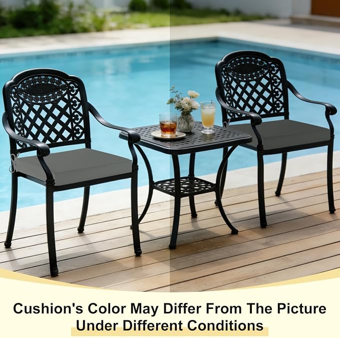 downluxe Waterproof Outdoor Chair Cushions for Patio Furniture, 24" x 24" x 4" Patio Chair Cushion with Non-Slip Ties & Portable Handle, Square Outdoor Cushion with Removable Cover, Dark Grey, 2 Pack - Image 8