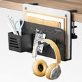 Desk Side Storage Organizer, Fits Flat Edge 0.4" to 2.2", Black | No Drill Under Desk Laptop Holder, Clamp on Desks Shelf with Pegboard Accessories, Hanging Laptop Mount by Pegzone