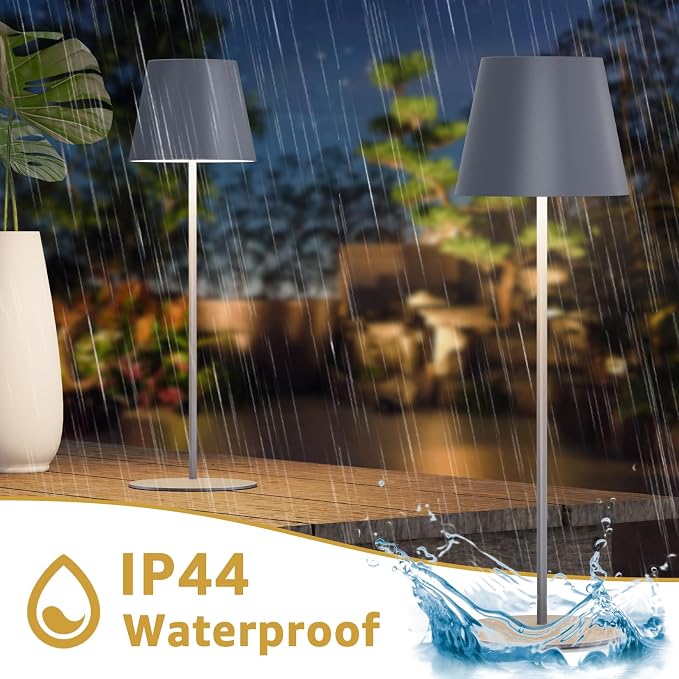 uuffoo 2 Pack Cordless Table Lamp Rechargeable 5000mAH Battery Operated Lights Touch Control LED Portable Desk Lamps 3 Color Dimming for Outdoor Coffee Bedroom Kitchen (Gray) - Image 4