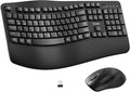 Wireless Keyboard and Mouse Combo,2.4G Full Size Wave Keys Ergonomic Keyboard with Wrist Rest for Natural Typing, 3 DPI Adjustable Ergonomic Silent Mouse for Computer/Laptop/Windows/Mac (Black) | Cordless Keyboard with Wrist Rest,3-Level DPI Ergonomic ... by RECCAZR