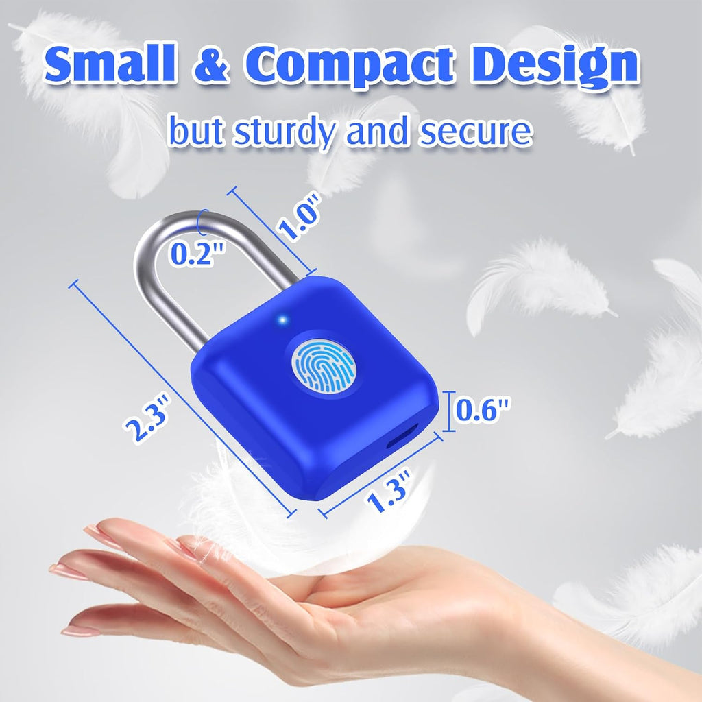 Fingerprint Padlock, Smart Padlock, Locker Lock, Fingerprint Lock with APP Unlock, USB Rechargeable, Suitable for Gym Locker, Locker(Sapphire Blue) - Image 6