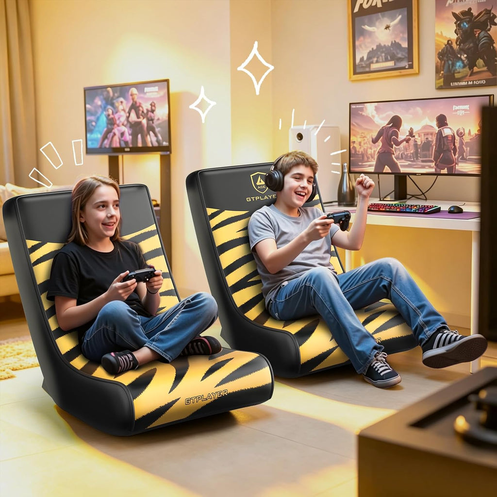 GTPLAYER Floor Rocking Gaming Chair – Floor Rolling Game Chairs with Angle Limiter, Gamer Rocker Floor Seat, Compact & Lightweight, Orange Tiger Patterned (Large) - Image 4