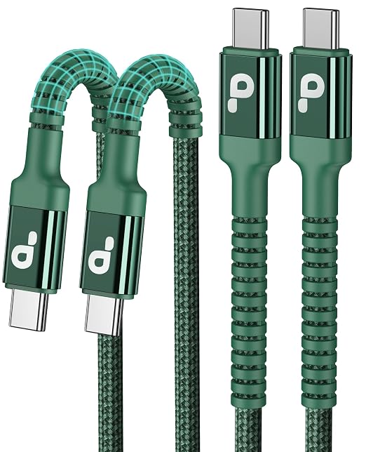 USB C Cable 3FT, 2Pack USBC to USBC Fast Charging Cable 66W, iPhone USB C | Charger Cable Short USB Type C to C Cord Nylon Braided for iPhone 17/16/15/Pro Max/Plus/Samsung Galaxy S23/LG and More-Green by PRAKIE