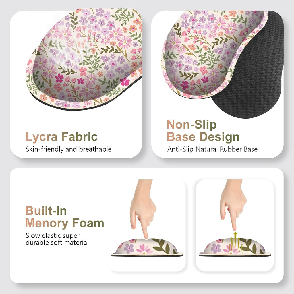 Large Gaming Mouse Pad Set, Ergonomics Keyboard Desk Mat with Memory Foam Wrist Rest, Computer PC Extended Game Mousepad, Non-Slip Desk Matt Easy Typing Pain Relief I Artistic Colroful Flowers - Image 6