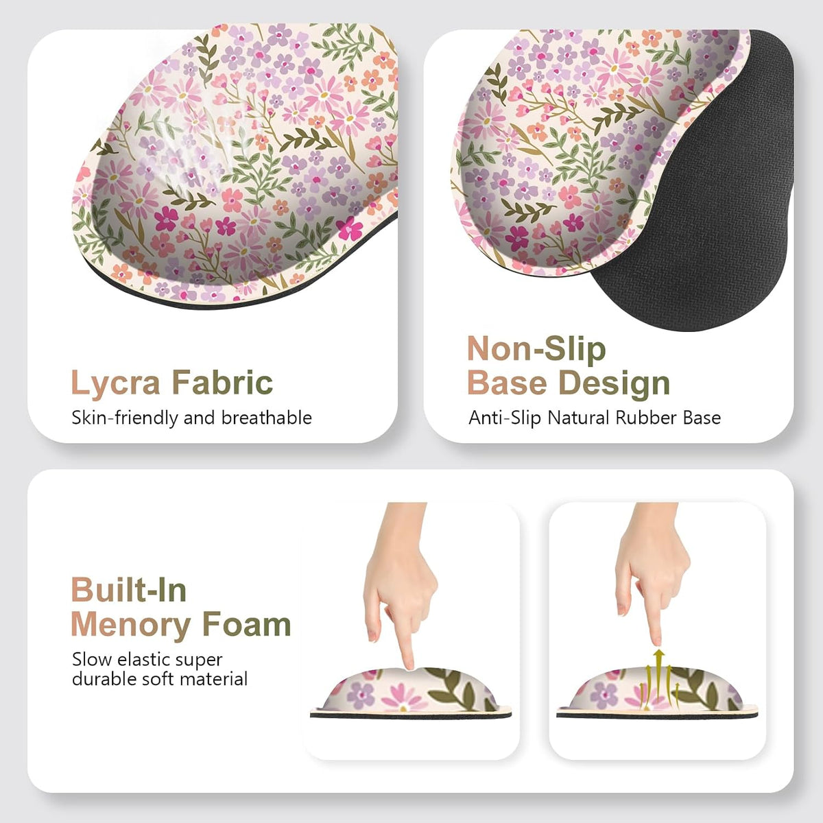 Large Gaming Mouse Pad Set, Ergonomics Keyboard Desk Mat with Memory Foam Wrist Rest, Computer PC Extended Game Mousepad, Non-Slip Desk Matt Easy Typing Pain Relief I Artistic Colroful Flowers - Image 6