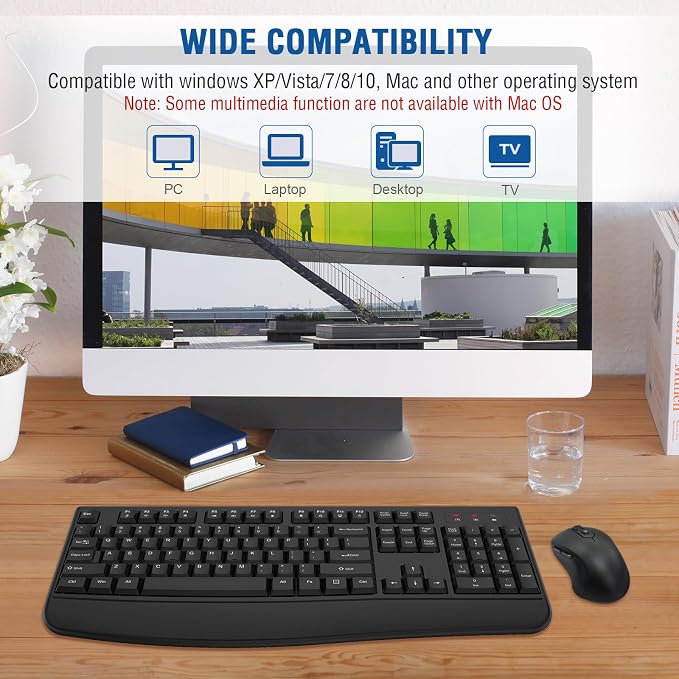 Wireless Keyboard and Mouse Combo, EDJO 2.4G Full-Sized Ergonomic Computer Keyboard with Wrist Rest and 3 Level DPI Adjustable Wireless Mouse for Windows, Mac OS Desktop/Laptop/PC(8 Pack) - Image 7