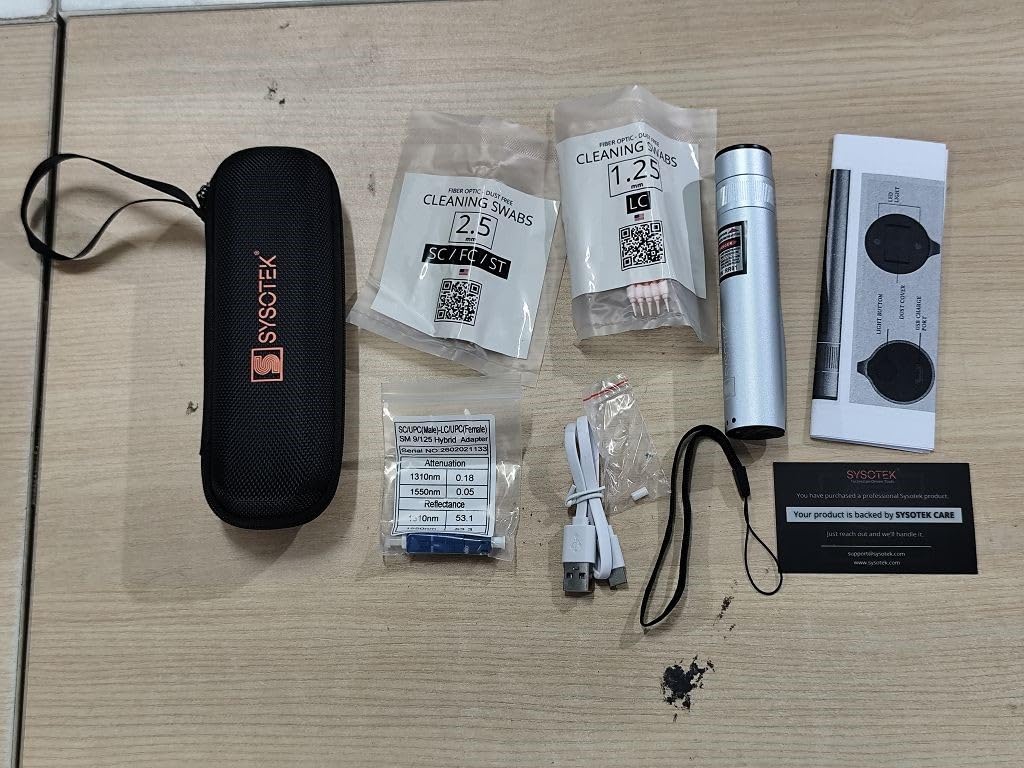 Visual Fault Locator - Rechargeable Red Light VFL Fiber Optic Tool kit - Retractable Head fits SC FC ST - Visible Red Light Source - Network Cable Tester - with Protective Case and LC Adapter - Image 8