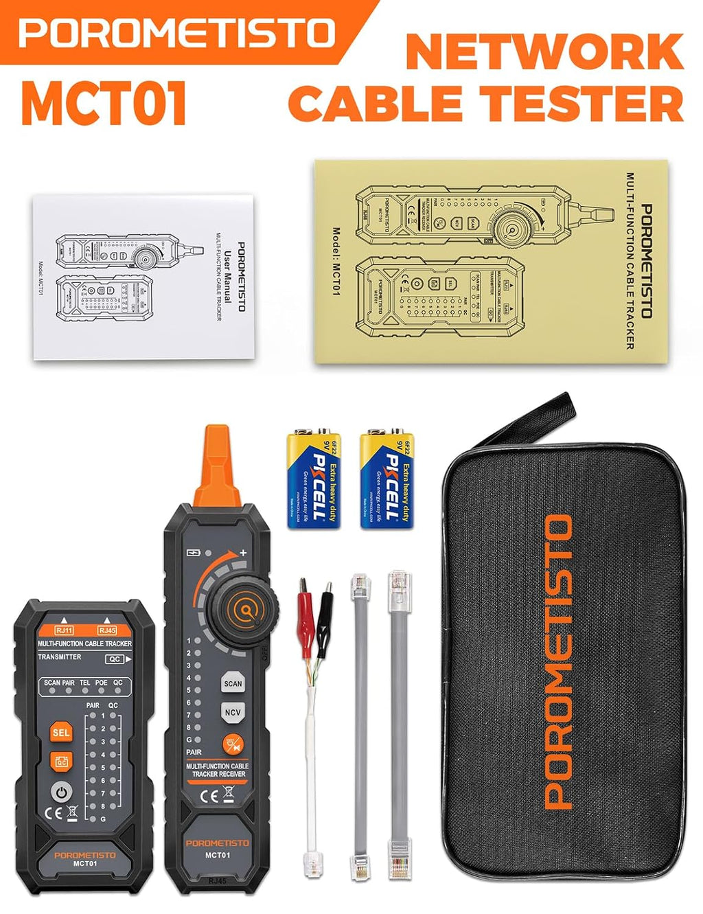 MCT01 4-in-1 Network Cable Tester-POROMETISTO,Telephone Line Polarity - Image 9