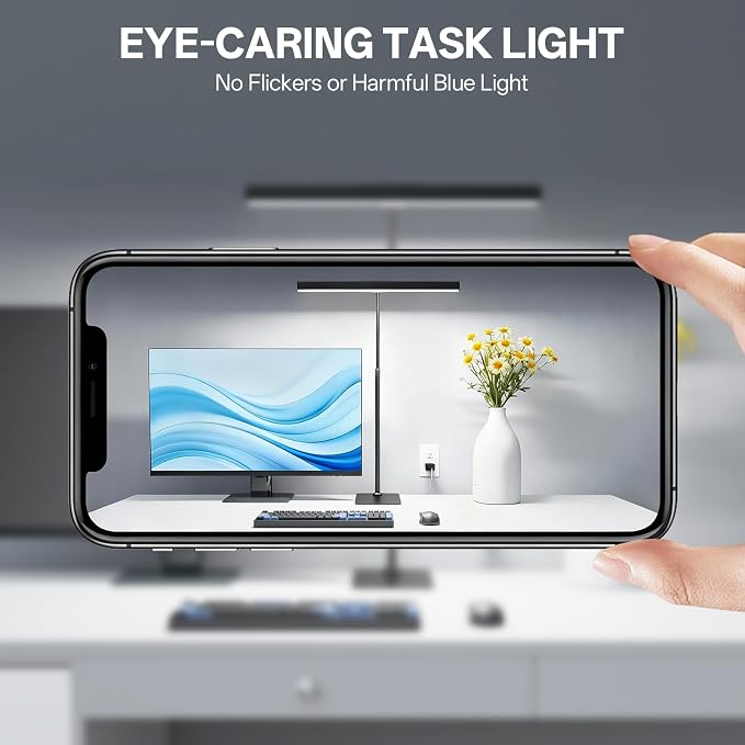 Kary 12W LED Desk Lamp for Home Office, Flexible Gooseneck Task Light Tall | Eye-Caring, Touch Control, 5 Dimmable Color & Brightness, Metal Base, 45 Min Timer, Memory Function, USB Adapter - Image 4