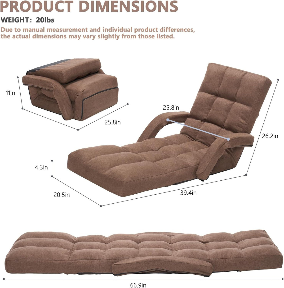 Adjustable Floor Chair with Footrest, 14-Position Chaise Lounge - Image 2
