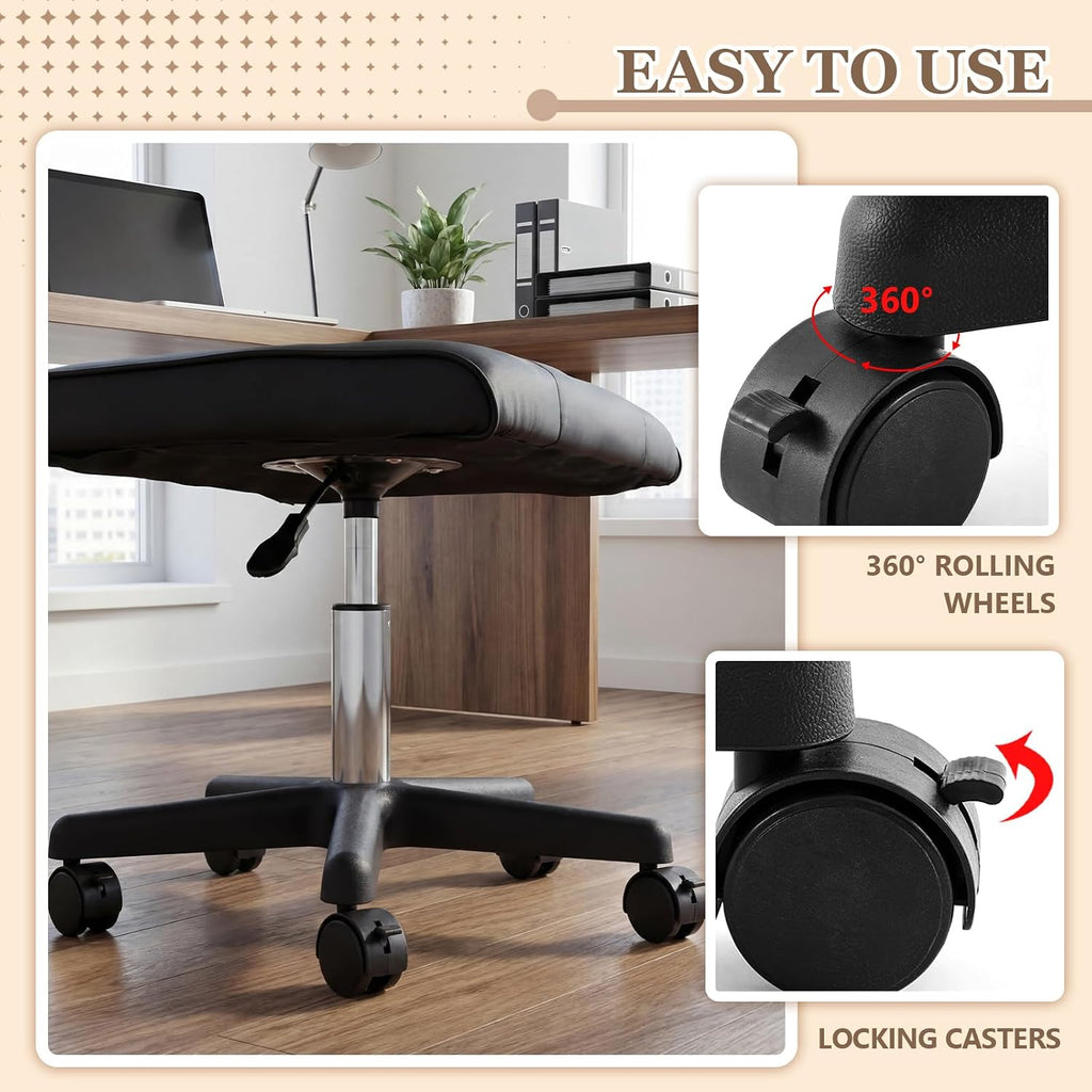 Wesiti Under Desk Foot Rest with Wheels, Adjustable Rolling Foot Stool Ottoman with Lockable Casters, PU Padded Leg Support for Office, Home, Pedicure & Workstation - Image 6