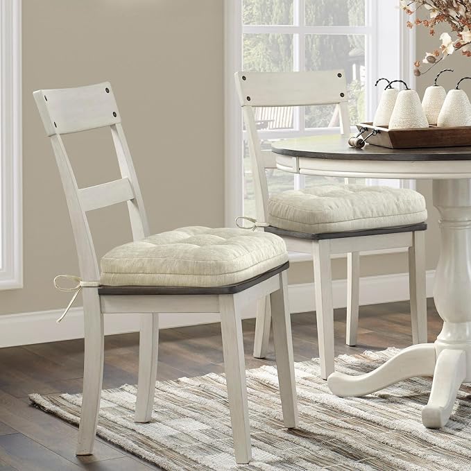 Shinnwa Dining Chair Cushions Set of 4, Dual-Layer Memory Foam Kitchen Chair Cushions, Patented Design Seat Pads with Ties, 16.5 x 16.5 x 3.5in, 4 Pack, Ivory - Image 7