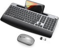 JOYACCESS Wireless Keyboard and Mouse, Ergonomic Wireless Keyboard with Wrist Rest and Phone Holder, Quiet Computer Mouse for Mac PC Laptop-Black Grey by JOYACCESS