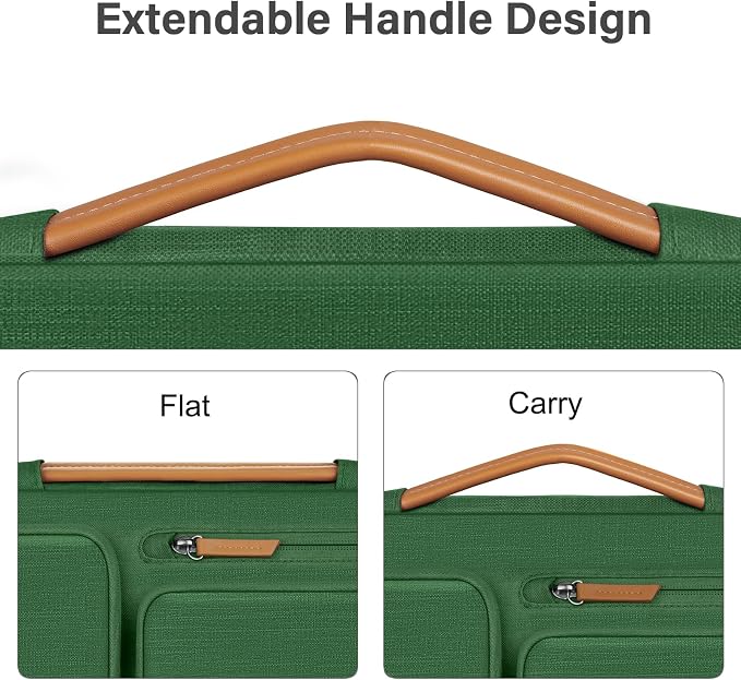 MOSISO 360 Protective Laptop Case 14 inch, 14 inch Laptop Sleeve | Compatible with HP Lenovo Dell ASUS Acer,HP Stream,Dell Latitude, Side Open Carrying Case with 4 Zipper Pockets, Jungle Green - Image 5