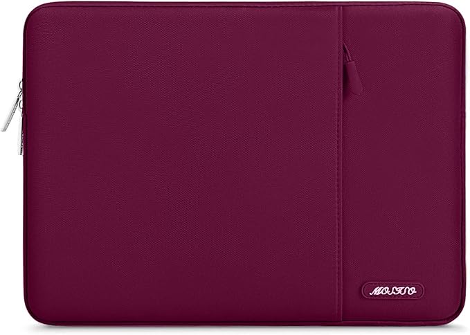 MOSISO Laptop Case 14 inch, Laptop Sleeve Bag with Pocket | Compatible with HP Lenovo Dell ASUS Acer, HP Stream, Dell Latitude, Polyester Vertical Computer Bag, Wine Red by MOSISO