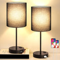 Lynnoland 2 Pack Touch Control Table Lamps with 2 USB & AC Outlet, 3-Way Dimmable Bedside Nightstand Lamps for Bedroom Living Room Nursery, 800 Lumens 3000K Warmlight Bulbs Included by BringBrightnesstoYourLife