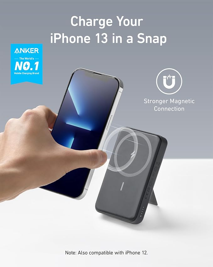 Anker 633 Magnetic Power Bank with Stand, 10,000mAh Portable Charger | Foldable Wireless Charger with 20W USB-C Power Delivery, MagSafe-Compatible for iPhone 16 / 15 / 14 / 13 / 12 Series - Image 2