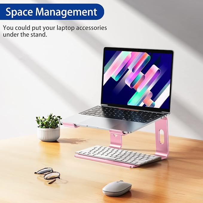 BESIGN LS03 Aluminum Laptop Stand, Ergonomic Detachable Computer Stand, Notebook Riser, Laptop Mount Compatible with Air, Pro, Dell, HP, Lenovo More 10-15.6" Laptops, Pink - Image 9