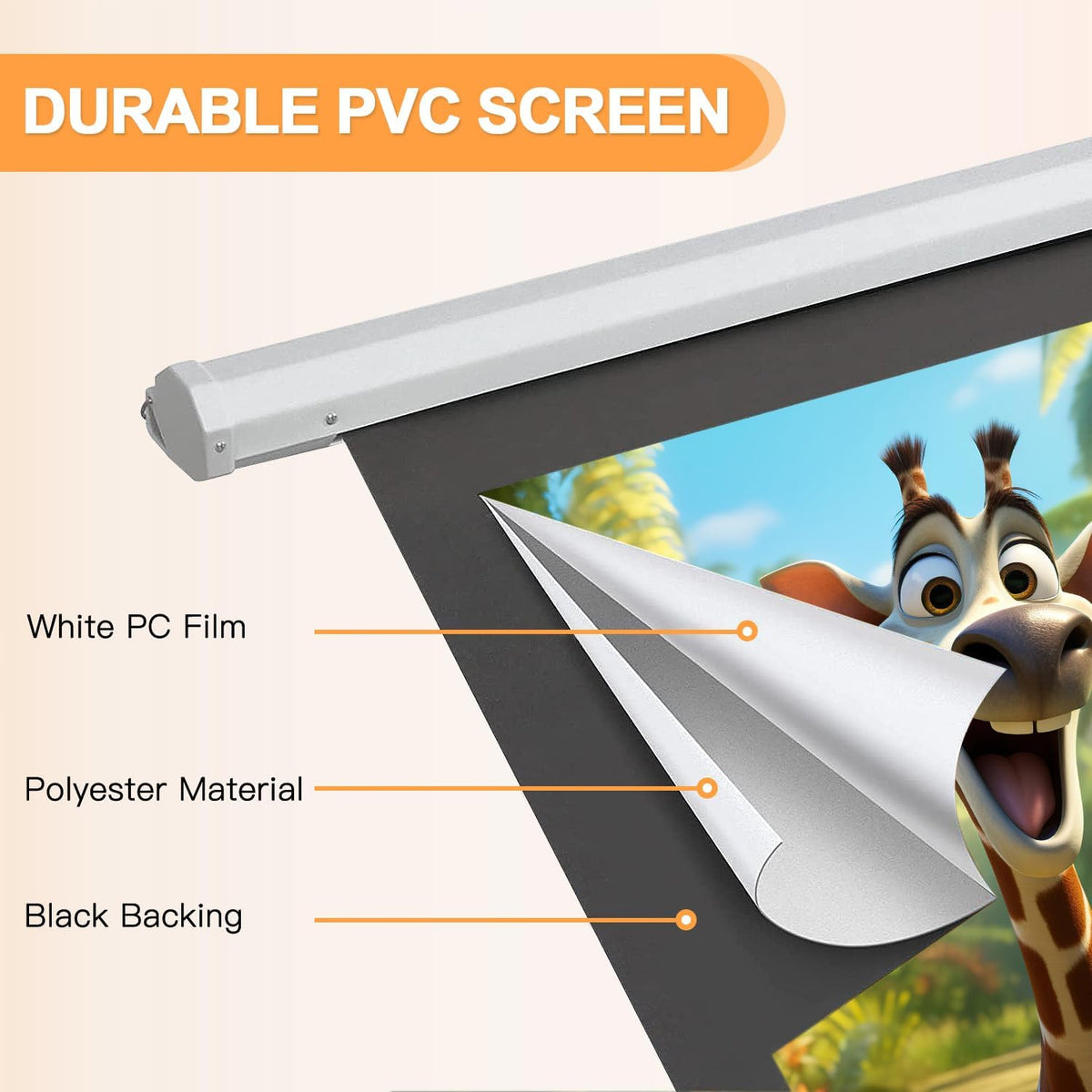 72" Projector Screen Motorized 16:9 for Home Theater Outdoor White - Image 3