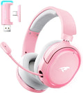 Wireless Gaming Headset, 7.1 Surround Sound, 2.4GHz USB Gaming Headphones with Bluetooth 5.4, 100H Battery, ENC Noise Canceling Mic, RGB Light, Wireless Headset for PC PS5 PS4 Mac Switch (Gray-Pink) by Valorise