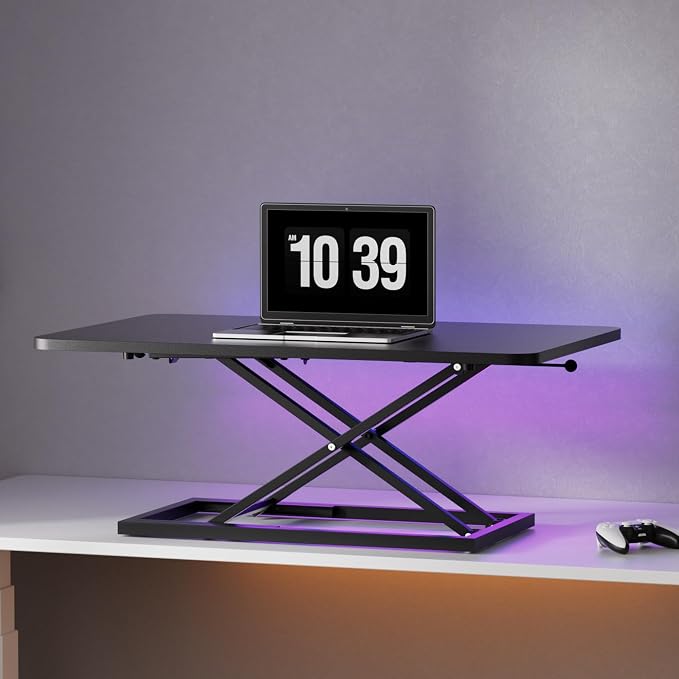 Decoholic 32 inch Height Adjustable Standing Desk Converter（Black） | Scissors Lift Keyboard and Mouse Riser Computer Keyboard Stand for Desktop,Keyboard Riser for Stand Up Desk Riser - Image 2