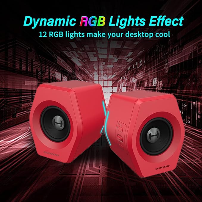 Edifier G2000 32W PC Gaming Computer Speakers for Laptop Mac Desktop Computer Woofer Speakers Bluetooth USB 3.5mm AUX Inputs RGB Lights Multimedia Speakers Red - Image 6