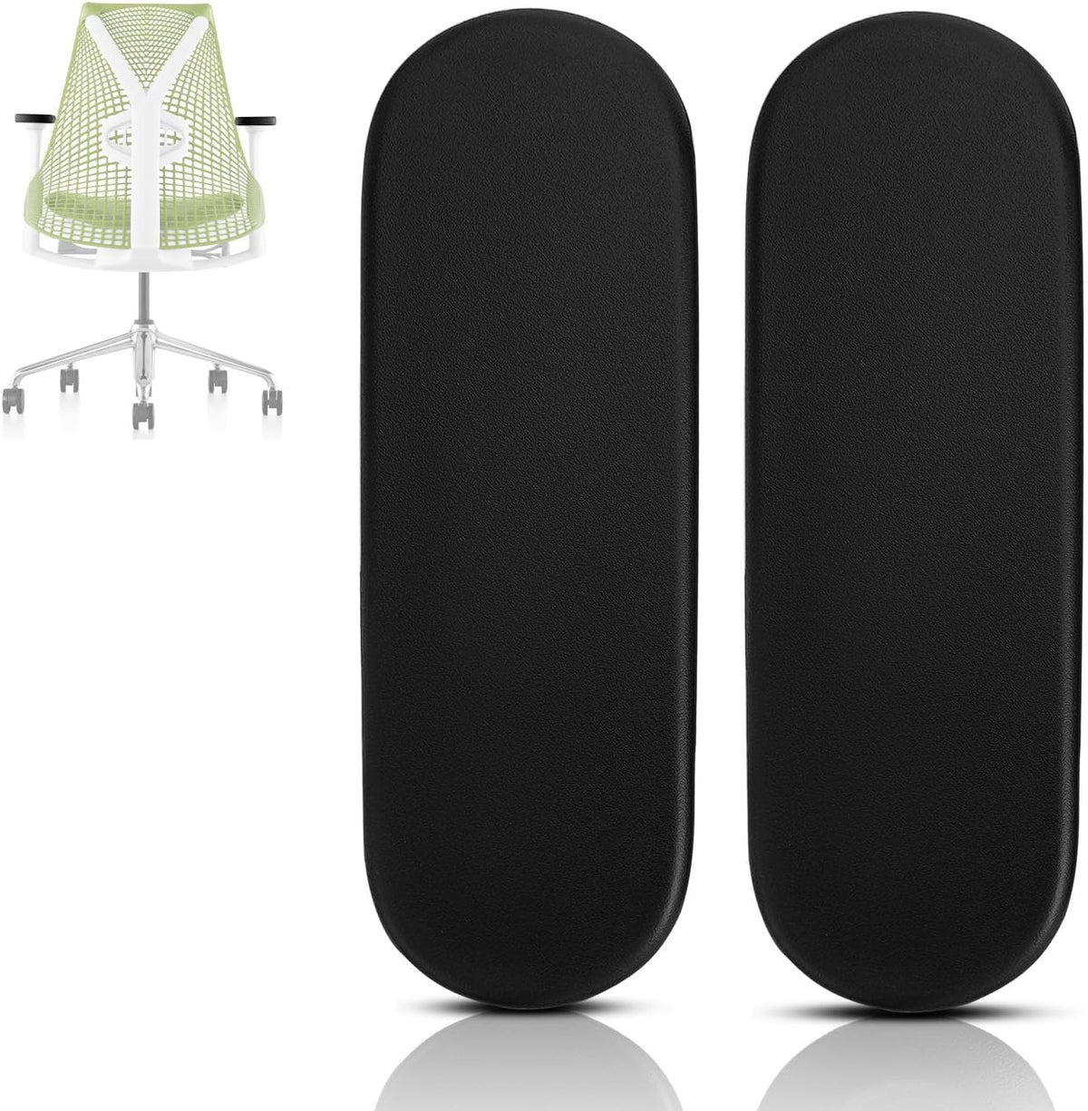 Armrest Pads Caps Replacement Compatible with Herman Miller Sayl Office Chair Fixed and Height Adjustable, Black Vinyl (1-Pair) by SINOLUXE