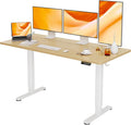 Claiks Electric Height Adjustable Standing Desk, 63x24 Inch, Nature | Smooth Height Adjustment, 3 Memory Presets, Cable Management Hub&Hook, Stable Steel Frame, 176lbs Capacity, Easy Assembly by CLAIKS