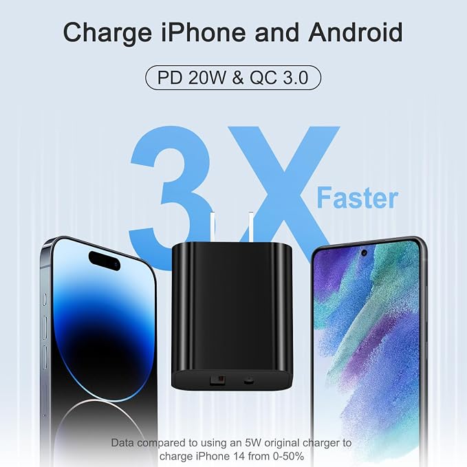 [4 Pack] USB C Charger Block Charging Block Type C Charger | 20W Wall Chargers for iPhone Air/17/17 Plus/17 Pro/17 Pro Max/16/16 Plus/16 Pro/16 Pro Max/15/15 Pro/15 Max/14/Samsung(Black) - Image 2