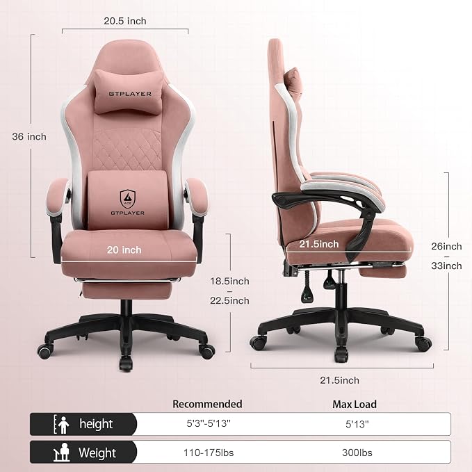 GTPLAYER Gaming Chair, Computer Office Chair with Pocket Spring Cushion, Linkage Armrests and Footrest, High Back Ergonomic Computer Chair with Lumbar Support Task Chair with Footrest - Image 3