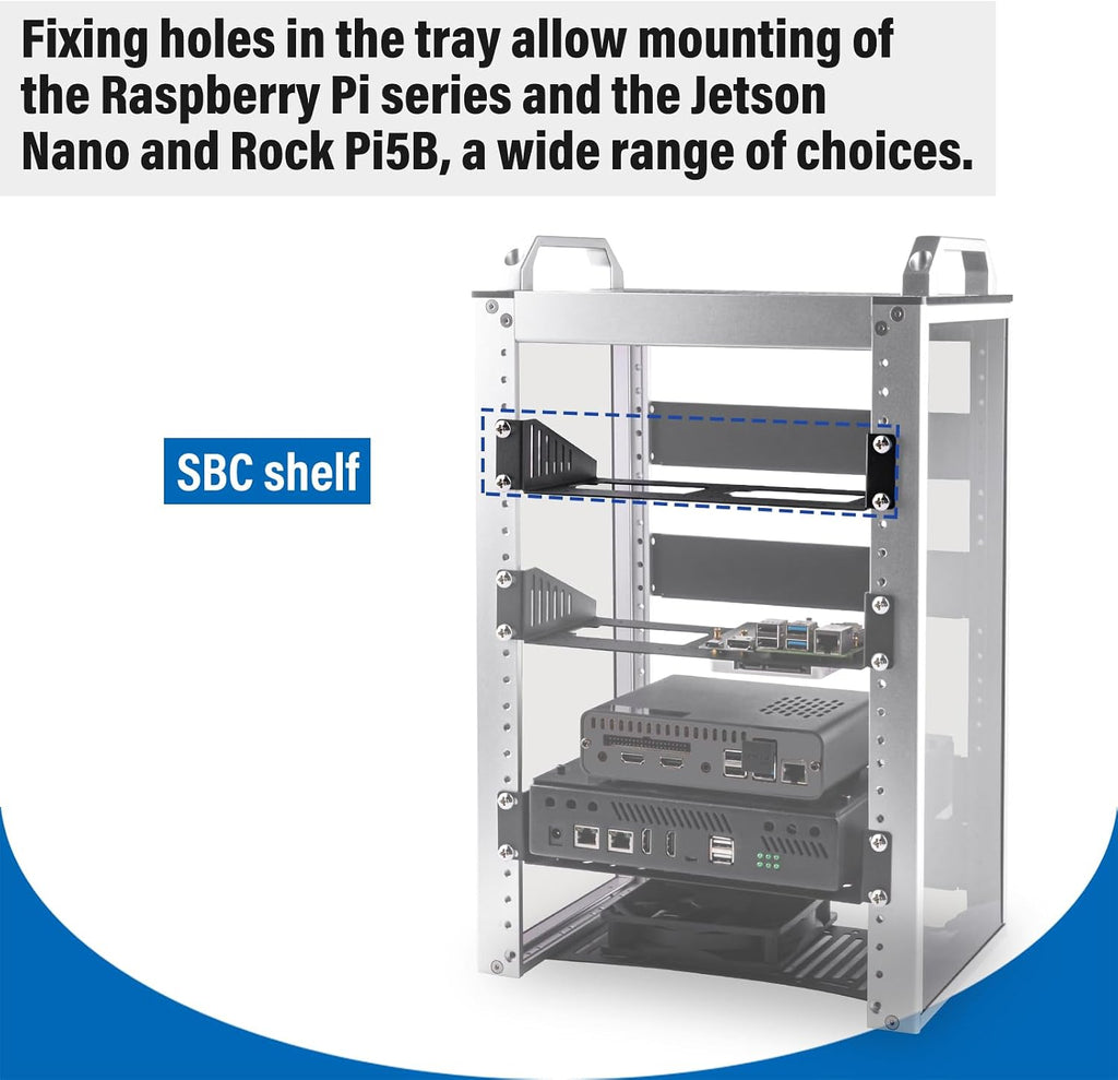 GeeekPi 1U SBC Rack Shelf for 10 inch Server Rack, Supports Raspberry Pi/Jetson Nano/RockPi 5B/Dev Board and 2.5 Inch HDD/SSD, Rack Mount for DeskPi RackMate T1/T0/T2/T0 Plus/T1 Plus/TL1/T1/2 Plus - Image 3