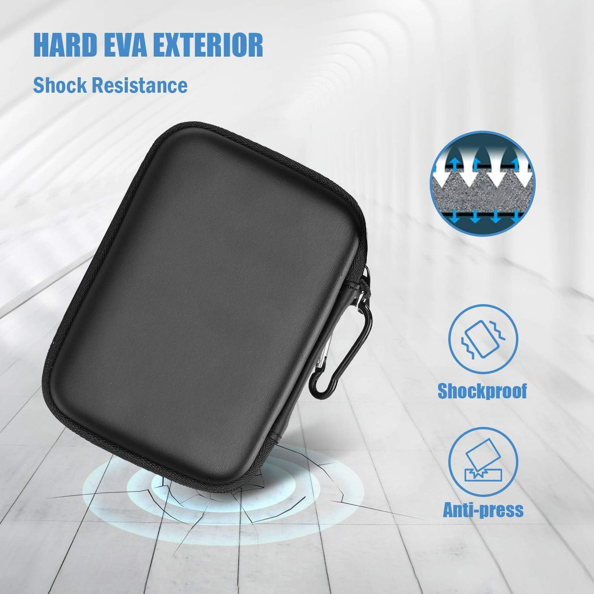 ProCase External Hard Drive Travel Case for 2.5" HDD/SSD -Black - Image 4