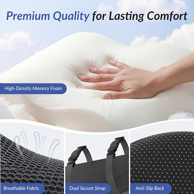 Lumbar Support Pillow, Sliding Support for Precise Back Pain Relief | Ergonomic Lumbar Support Pillow for Office Chair, Improves Posture, Memory Foam Back Support Pillow for Office, Car, Home - Image 6