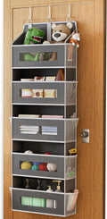 5 Tier Over the Door Organizer Space-Saving Storage for Any Room | Grey Hanging Closet Organizer with 10 Mesh Pockets and Clear Windows, Closet Organizers and Storage for Bathroom, Bedroom by Unknown