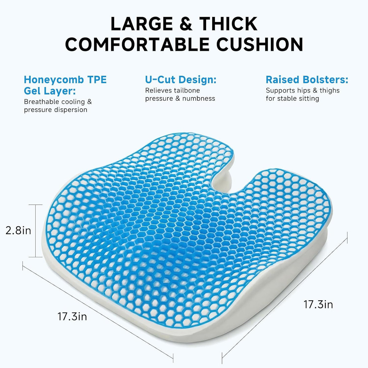 Ergonomic Seat Cushion for Office Chair, Cooling Memory Foam Cushion - Image 3