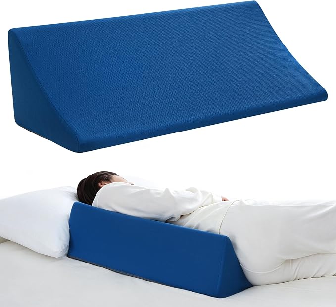 Vekkia Wedge Pillow for Side Sleeping, Back Support with High-Density Foam | Pillow Wedge for Side Sleeper for Pregnancy Support, Back Pain, Preventing Bedsores, Surgery Recovery, Removable Cover, Blue by Vekkia