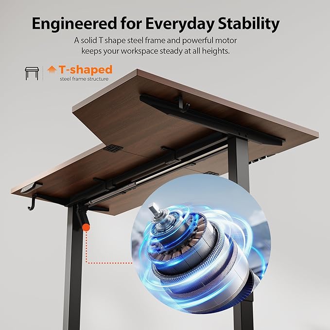 Agilestic 63 x 35 Inch Corner L Shaped Electric Standing Desk, Dark Walnut | Electric Height Adjustable, L-shape Workspace, Sturdy Steel Frame, Memory Preset, Hooks, 154 lbs, Easy Assembly, Splice Board - Image 5
