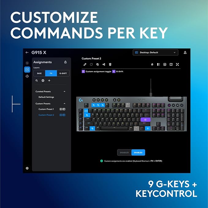 Logitech G915 X Wired Gaming Keyboard (Tactile)- Black | Low Profile, Mechanical Switches, Double-Shot PBT Keycaps, RGB lighting, Aluminum finish, PC/Mac Compatible - Image 4