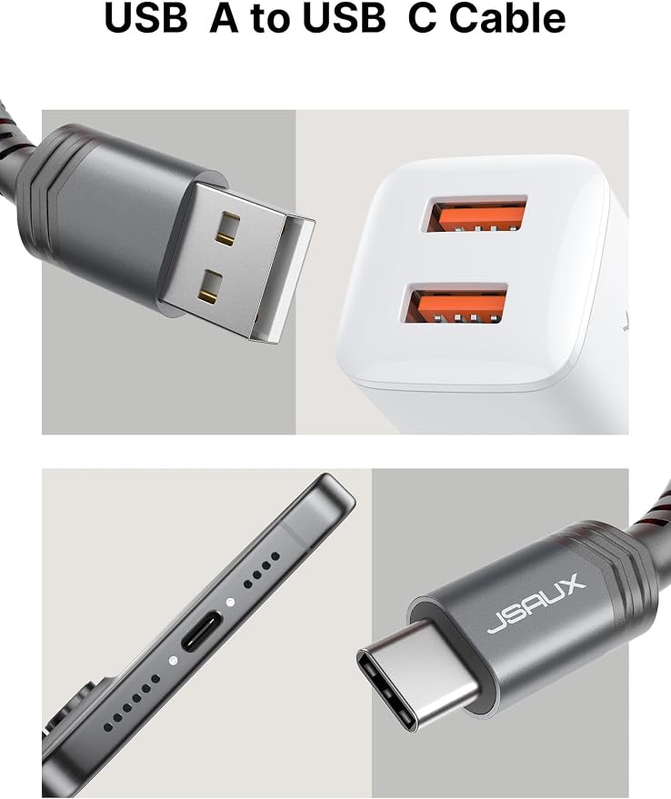 JSAUX USB to USB C Cable, USB C Cable for iPhone 17, 3-Pack (10+6.6+3.3FT) | USB Type C Charger Cord, Fast Charging for iPhone 17 16 Pro Max, Samsung Galaxy, iPad, Grey - Image 8