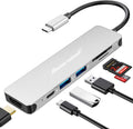Hiearcool 7-in-1 USB C Hub, USB C Dongle Compatible for MacBook, Silver by Hiearcool