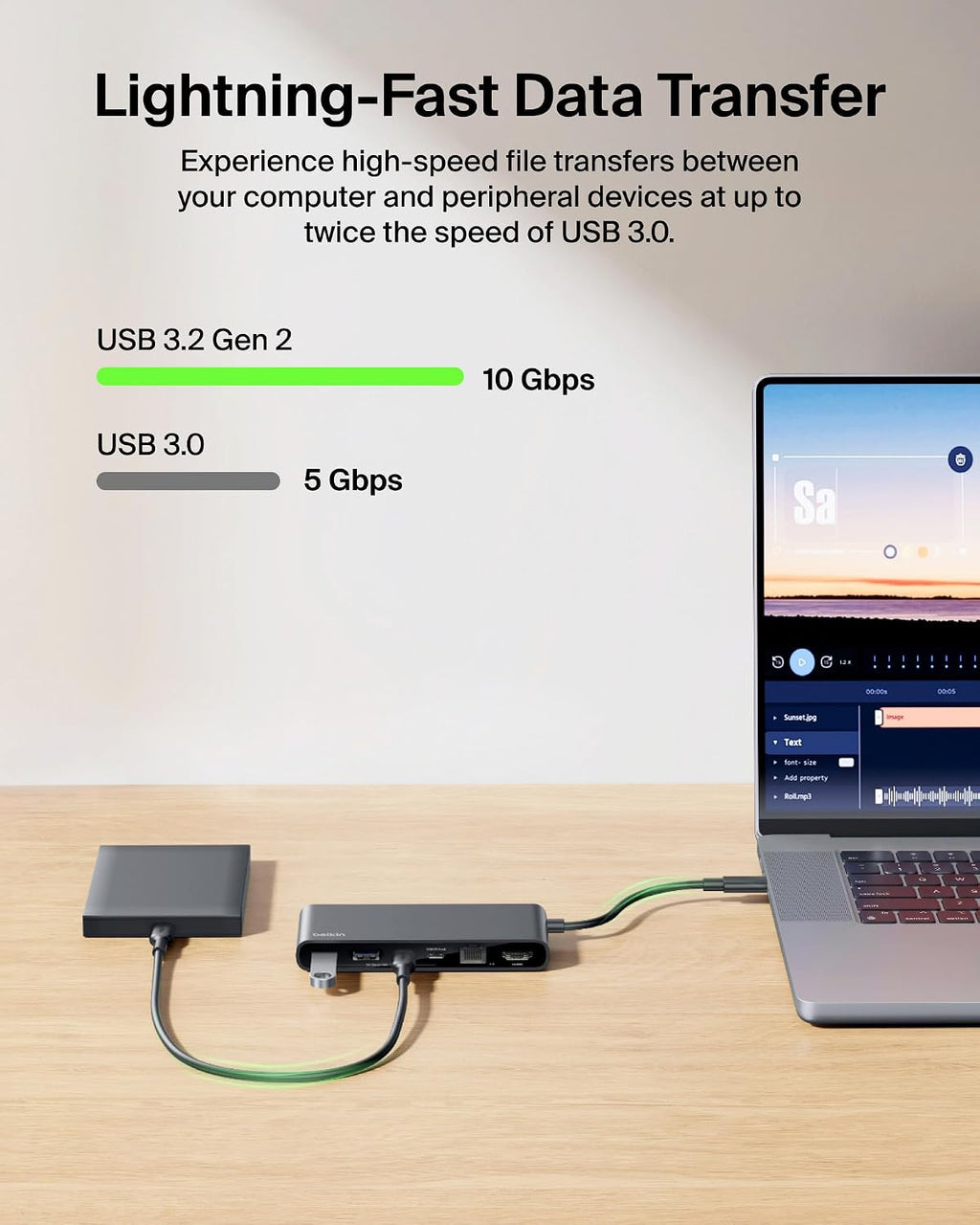 Belkin USB-C Hub 8-Port 4K HDMI 100W PD for Neo MacBook, Windows & More - Image 6
