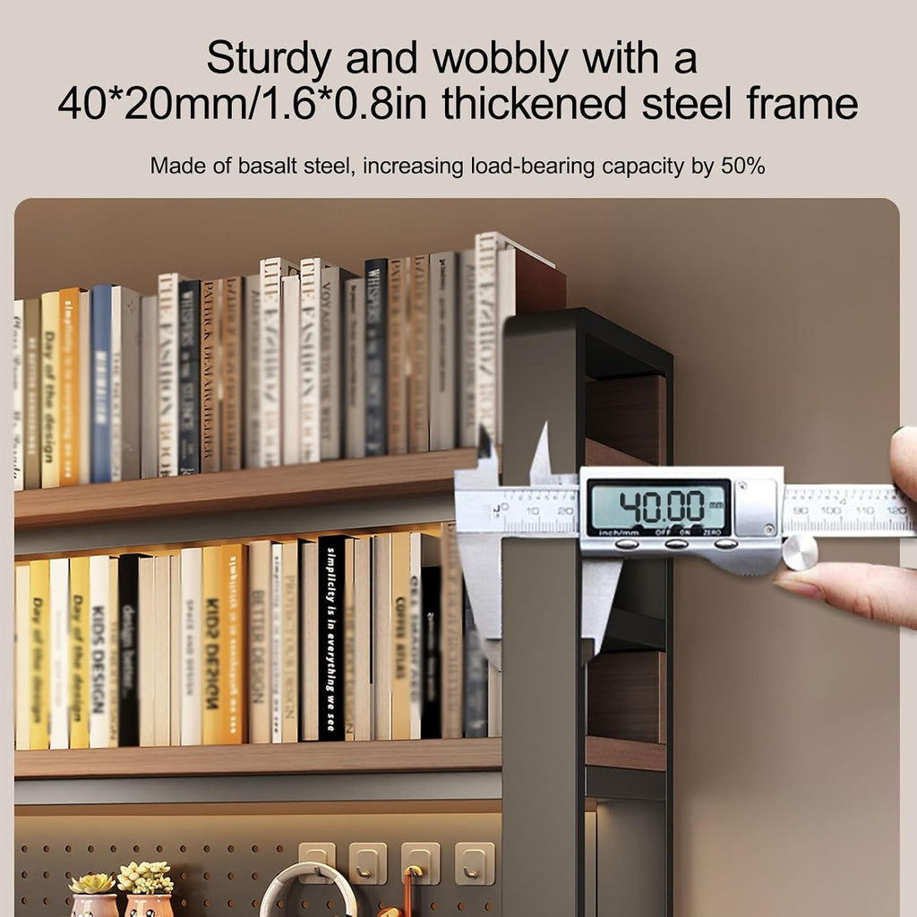 Desktop Bookshelf with Pegboard, Clamp On Desk Shelf, with Multipurpose Design, Dorm Bookshelf, Storage Shelf, for Office Desk Organization(Black,55 * 93cm/21.7 * 36.6in) - Image 6